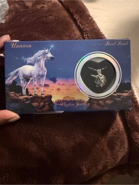 Silver Unicorn Necklace and Mussel with Pearl